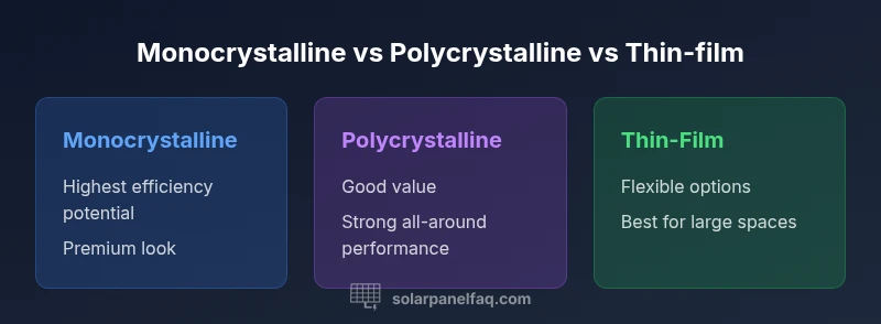 Infographic comparing monocrystalline, polycrystalline and thin-film solar panels
