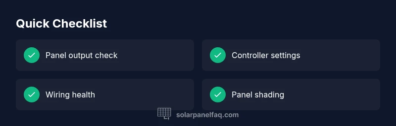 Checklist infographic for solar charging troubleshooting