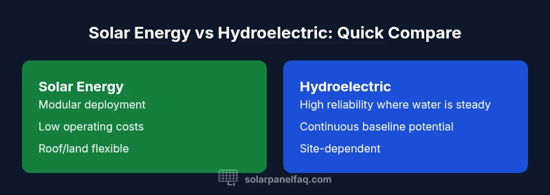 Infographic comparing solar energy and hydroelectric power for homes