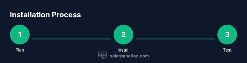 Process diagram showing planning, installation, and testing of sun panels