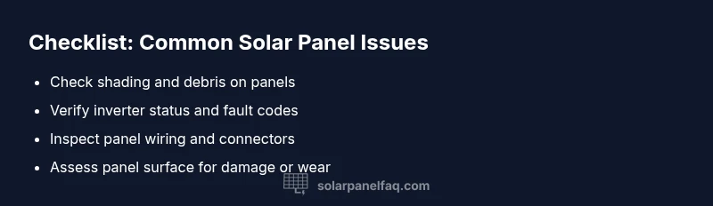 Checklist infographic for common solar panel issues