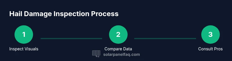 Infographic showing steps to inspect hail-damaged solar panels