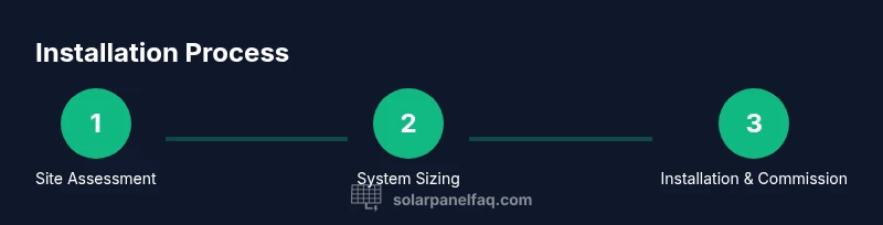 Infographic showing a 3-step process for installing a home solar panel system