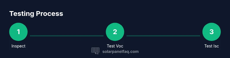 Process diagram of testing a solar panel with Voc and Isc steps
