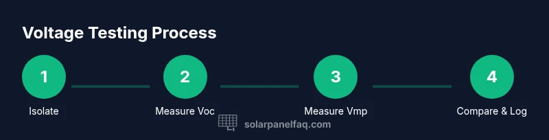 Process diagram showing steps to check solar panel voltage