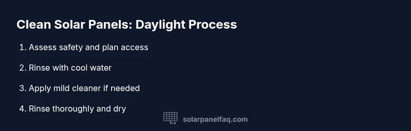 Diagram of daytime solar panel cleaning steps