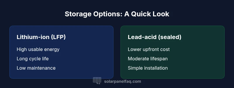 Infographic comparing lithium-ion and lead-acid solar storage options