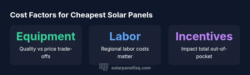 Infographic showing key cost factors influencing the cheapest solar panel deals